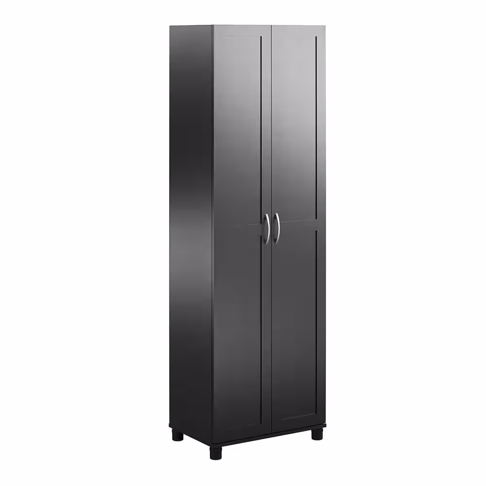 None Lory Framed 24 in. Utility Cabinet, Black, Wood Closet System
