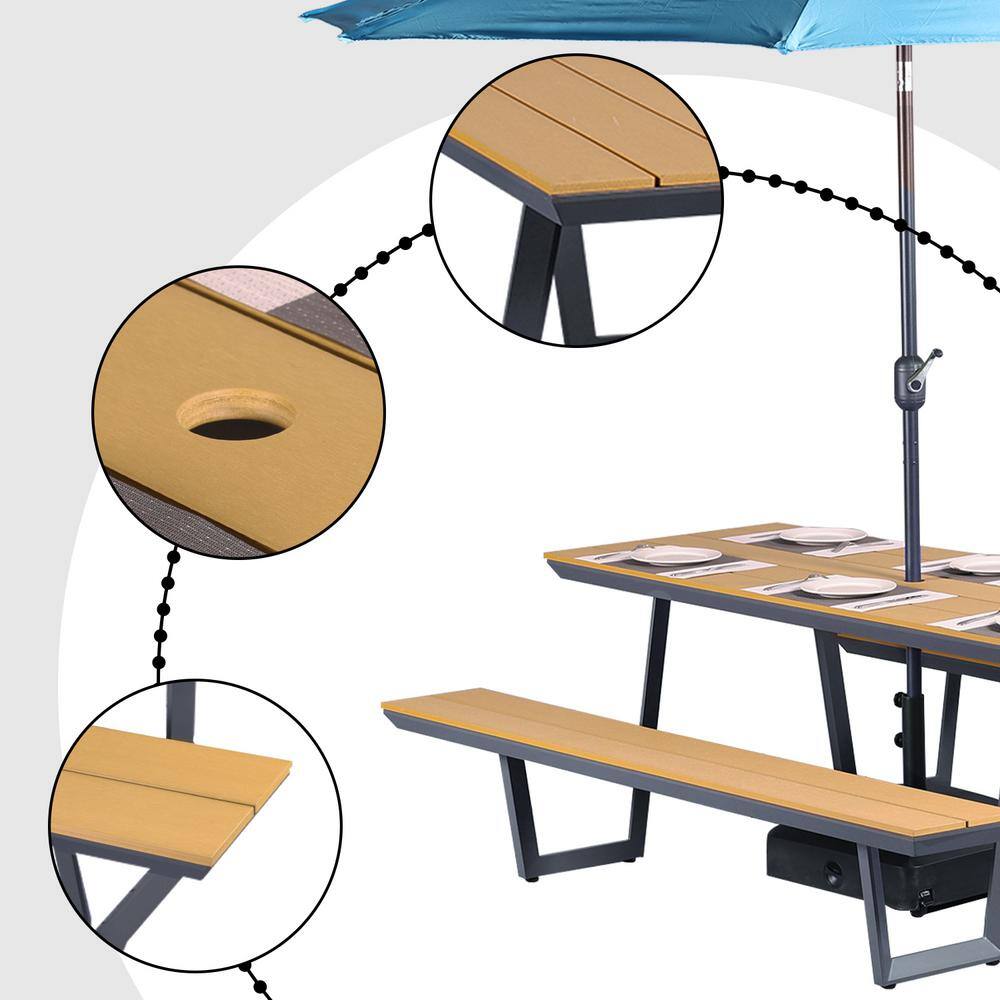 None 78 in. Brown Rectangle Picnic Table