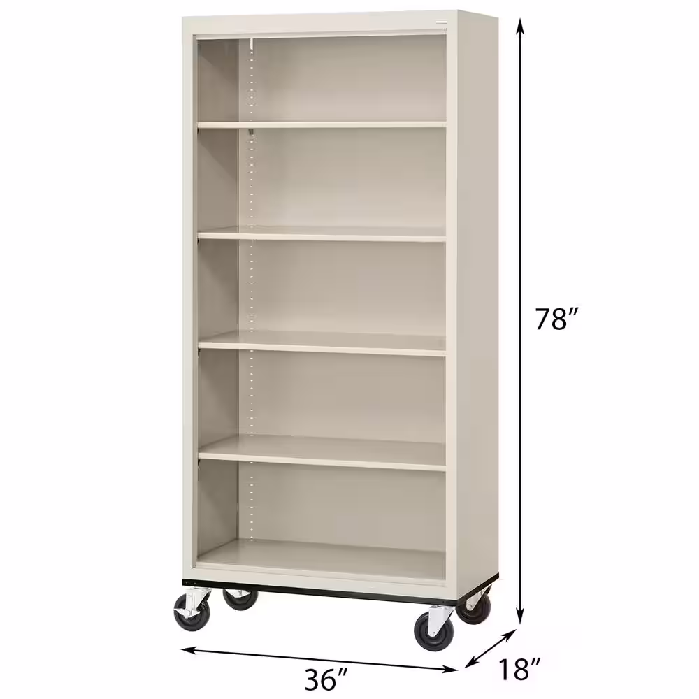 Sandusky Metal 5-shelf Cart Bookcase with Adjustable Shelves in Putty (78 in.)