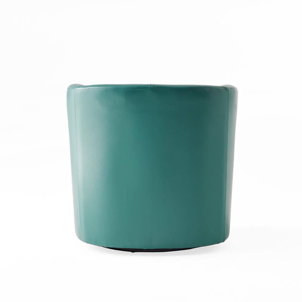 Noble House Daymian Turquoise Faux Leather Swivel Club Chair