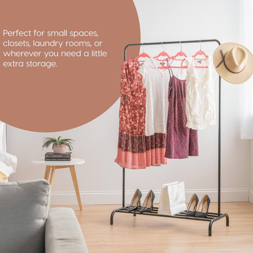 None White Metal Garment Clothes Rack 35.6 in. W x 61.6 in. H