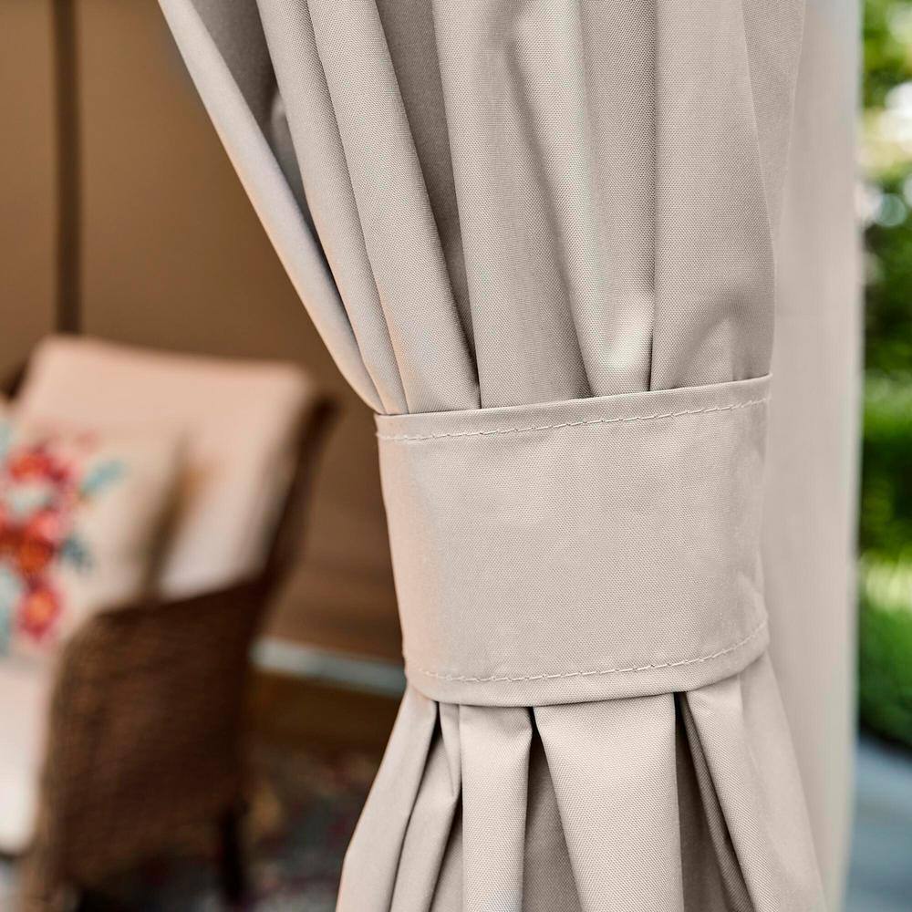 Hampton Bay Palantine 10.5 ft. x 10.5 ft. Tan Soft Top Gazebo