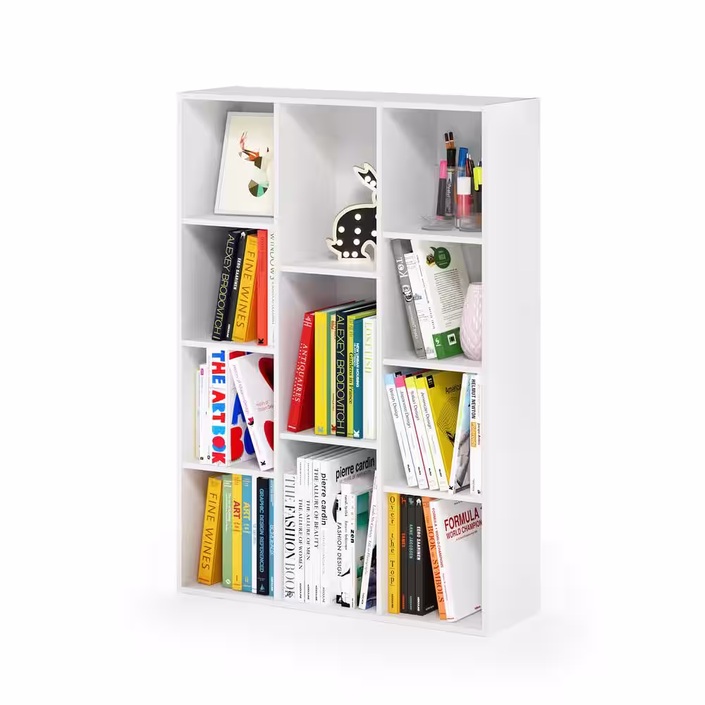 Furinno White 11-Cube Reversible Open Shelf Bookcase