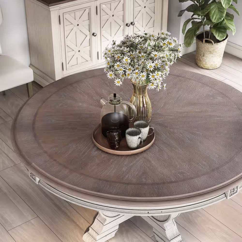Furniture of America Willadeene Antique White Round Dining Table