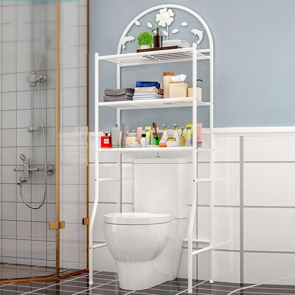 None White Freestanding 3-Tier Painted Iron Pipe Shelving Unit (24.4 in. W x 70.9 in. H x 12.6 in. D)