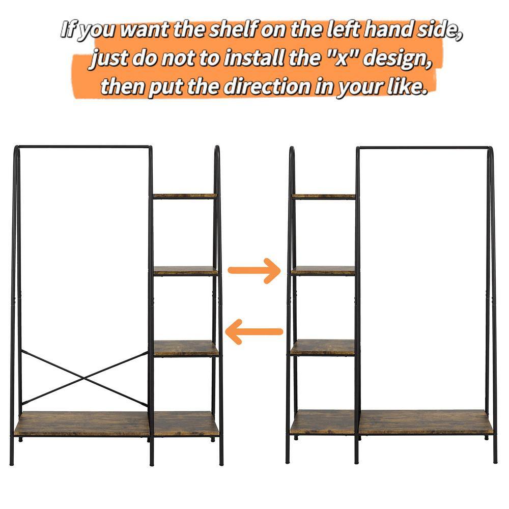 None Black Metal Garment Clothes Rack 40 in. W x 63 in. H