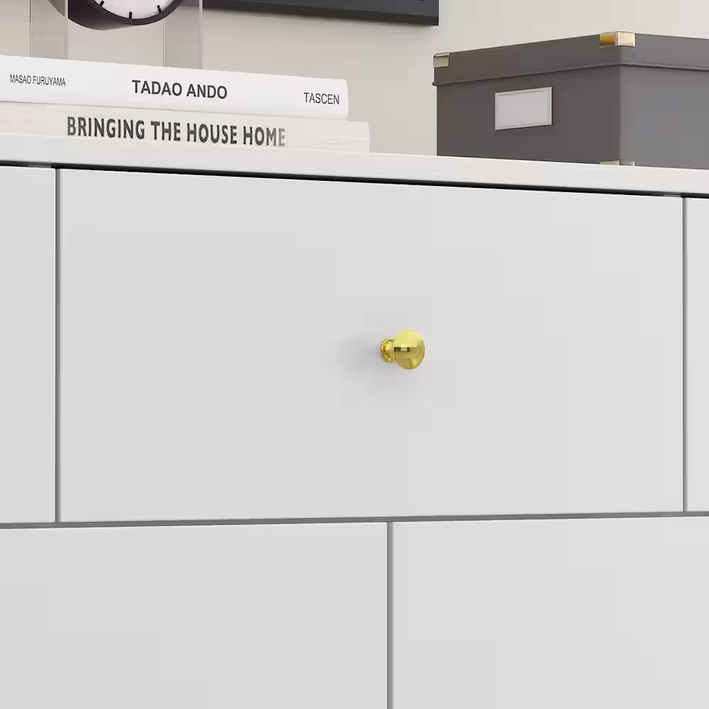 FUFU&GAGA 7-Drawer White Chest of Drawers, 31.5 in H-55.9 in W-15.7 in D