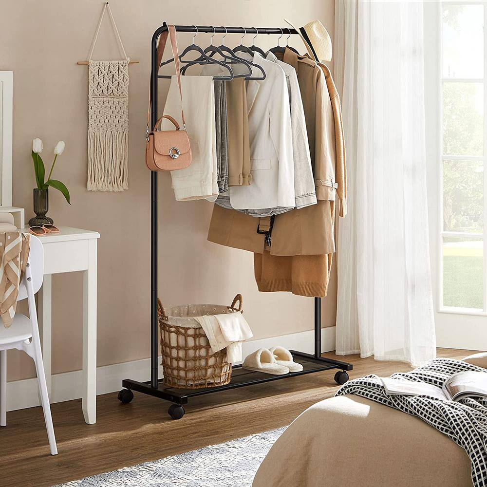 None Black Metal Garment Clothes Rack 36 in. W x 62 in. H