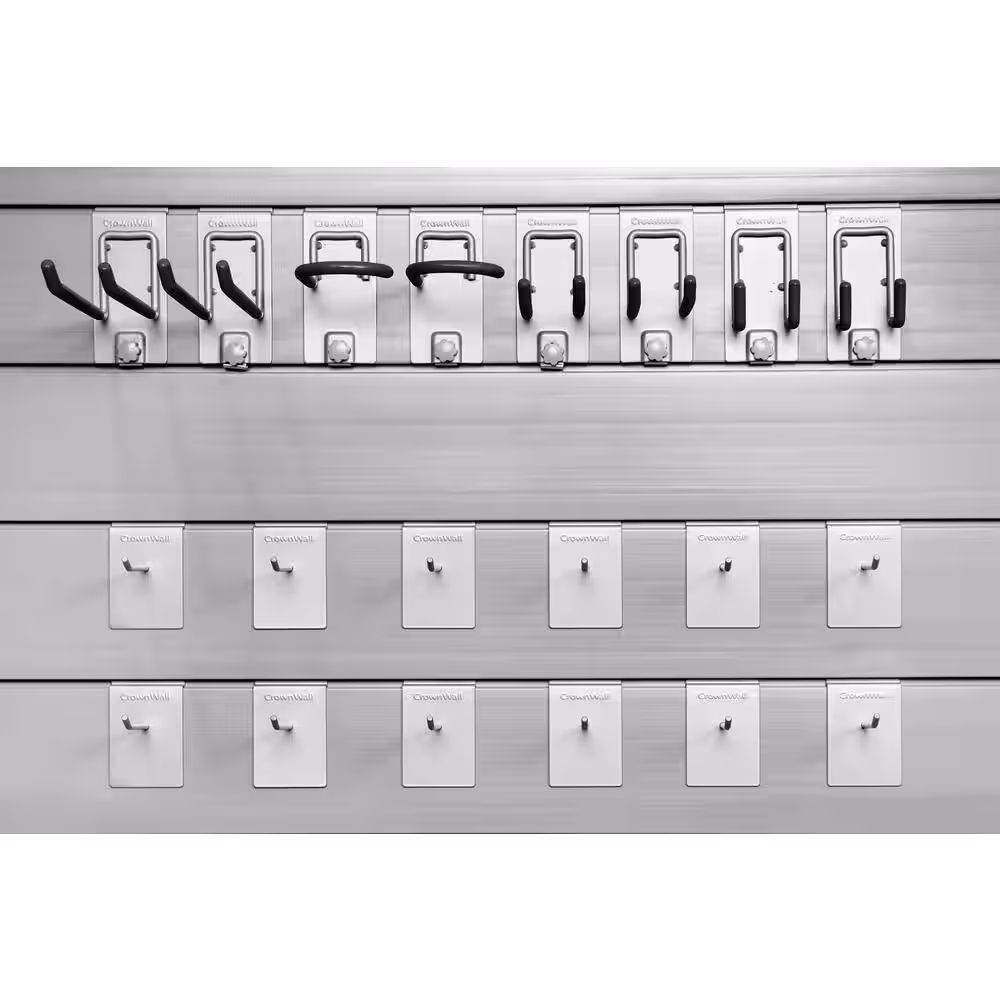 CROWNWALL 48 in. H x 96 in. W Basic Bundle PVC Slatwall Panel Set with Locking Hook Kit in Sandstone (20-Piece)