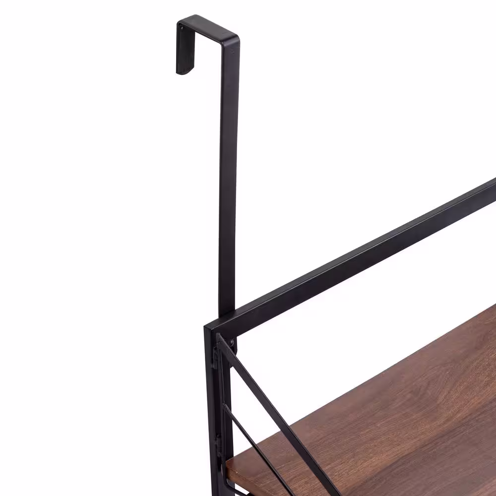 Honey-Can-Do Laundry Room Makeover 24 in. W x 31 in. H Melamine and Steel Wall-Mounted Folding Drying Rack in Black/Walnut