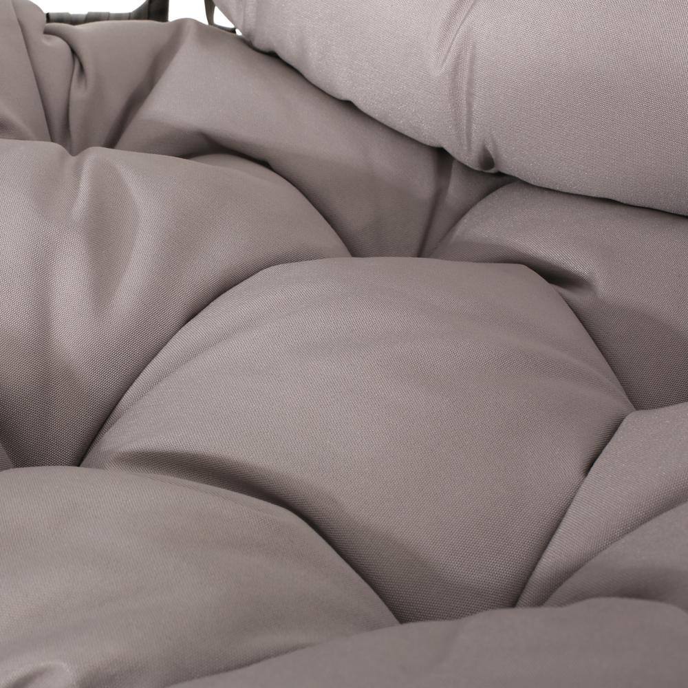 Noble House Stefanie Outdoor Wicker Tear Drop Gray and Black Hanging Chair