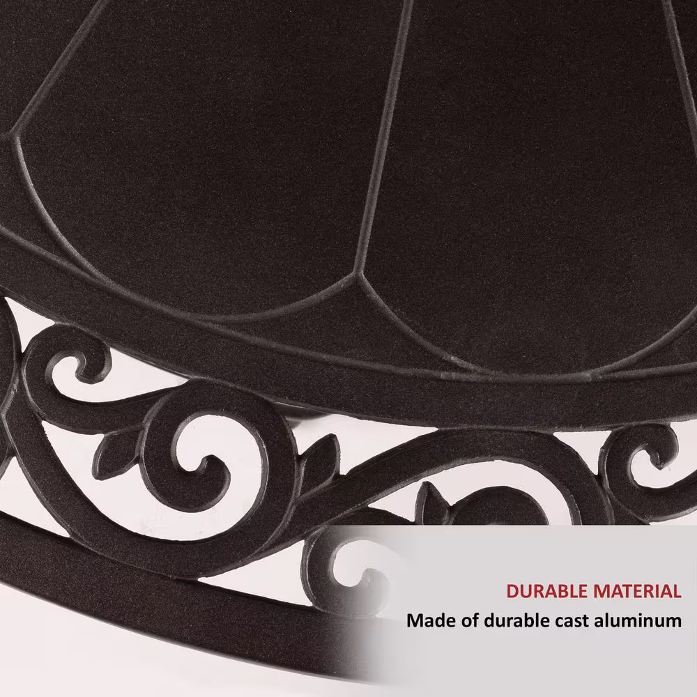 Alfresco Bellagio 22 in. x 48 in. Round Cast Aluminum Propane Gas Fire Pit Table with Glacier Ice Firebeads