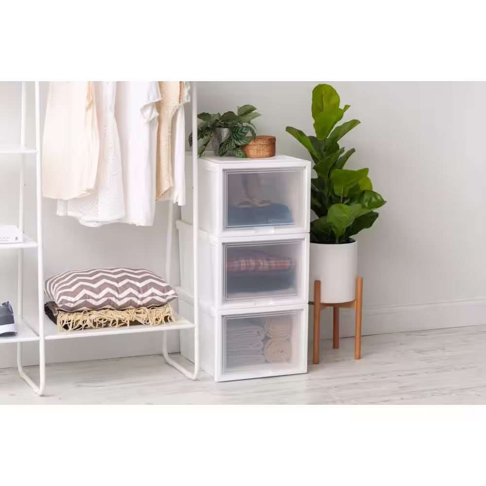 None 15.75 in. W x 9.25 in. H White 3-Drawers Box Chest Drawer