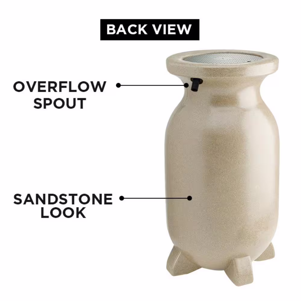 Koolatron Koolscapes Stone-Look Rain Barrel 75 Gal. (285L) Beige, Eco-Friendly Gardening, Water Conservation