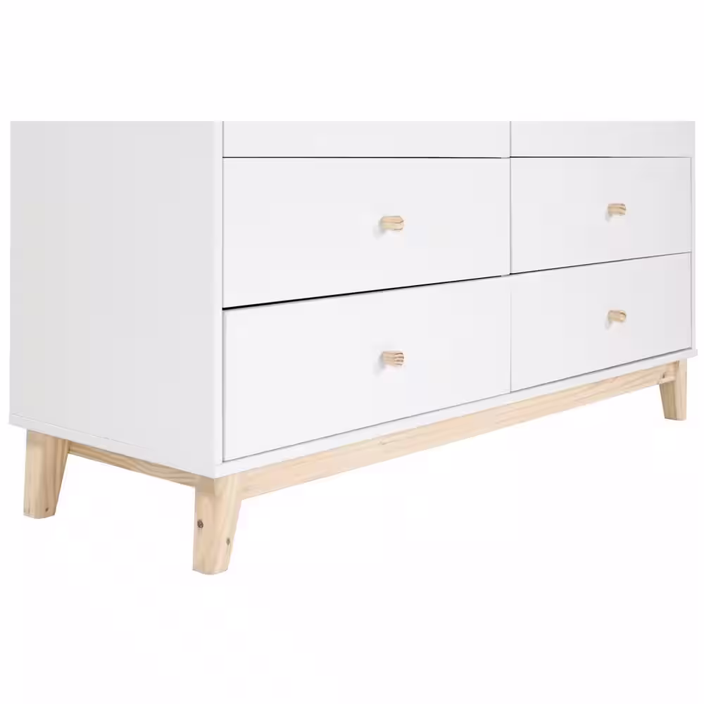 Alaterre Furniture MOD 60 in. W 6-Drawer White Double Dresser 34 in. H x 60 in. W x 17.5 in. D