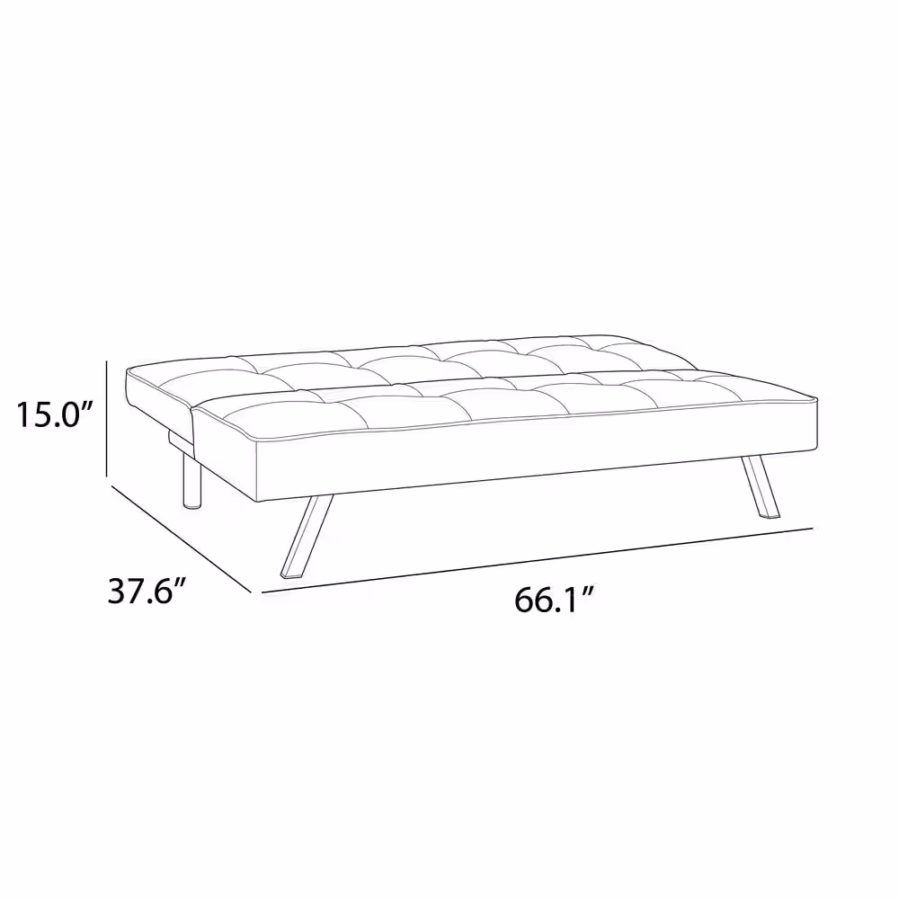 Serta Calgiri 66.1 in. Blue Fabric 3-Seater Armless Convertible Tuxedo Sofa