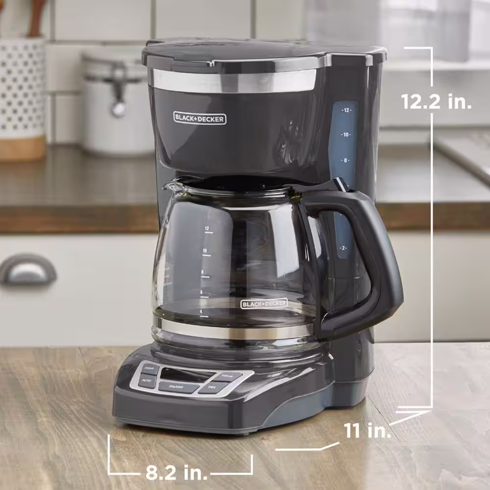 BLACK+DECKER 12-Cup Gray Programmable Coffee Maker