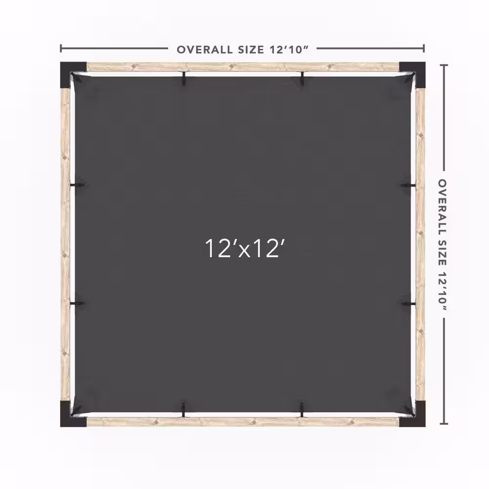 TOJA GRID 12 ft. L x 12 ft. W Pergola Kit with White Shade Sail, 4x4 Wood