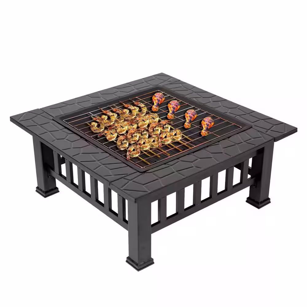 None Durango 32 in. x 16.9 in. Square Steel Charcoal Fire Pit