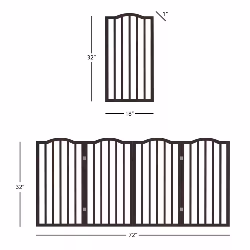 Petmaker 72 in. x 32 in. Wooden Freestanding Brown Pet Gate