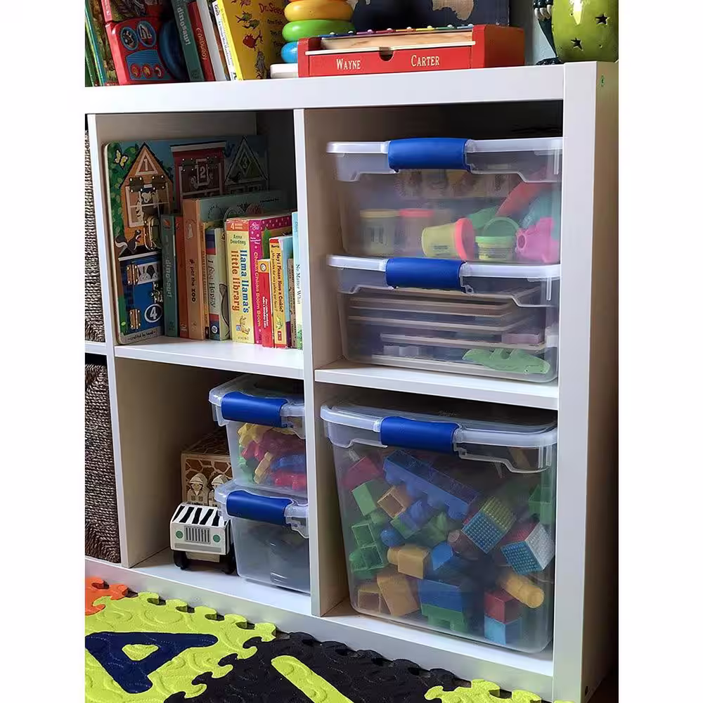 HOMZ 31 qt. Heavy Duty Modular Stackable Storage Containers, Clear, 8-Pack