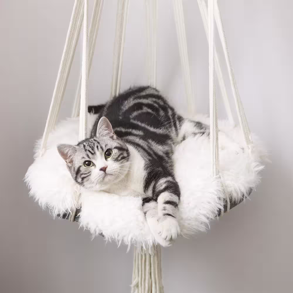None Lucy White Macrame Cat Tree