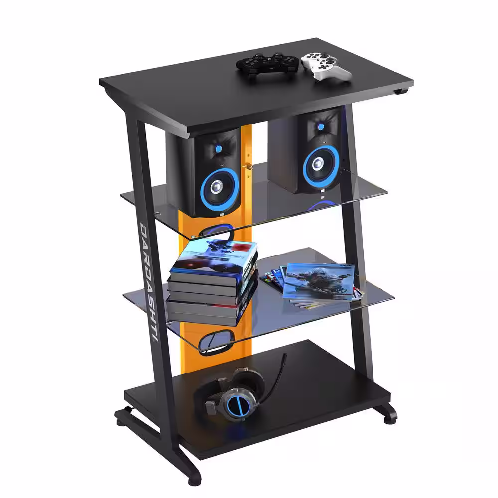 None Dardashti 15.75 in. Yellow Rectangle 4-Tier gaming Shelving Unit S1-21-Racing