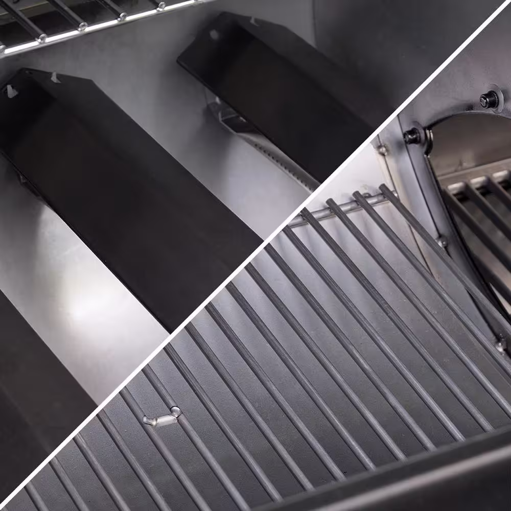 Char-Griller Texas Trio 4-Burner Dual Fuel Grill with Smoker in Black