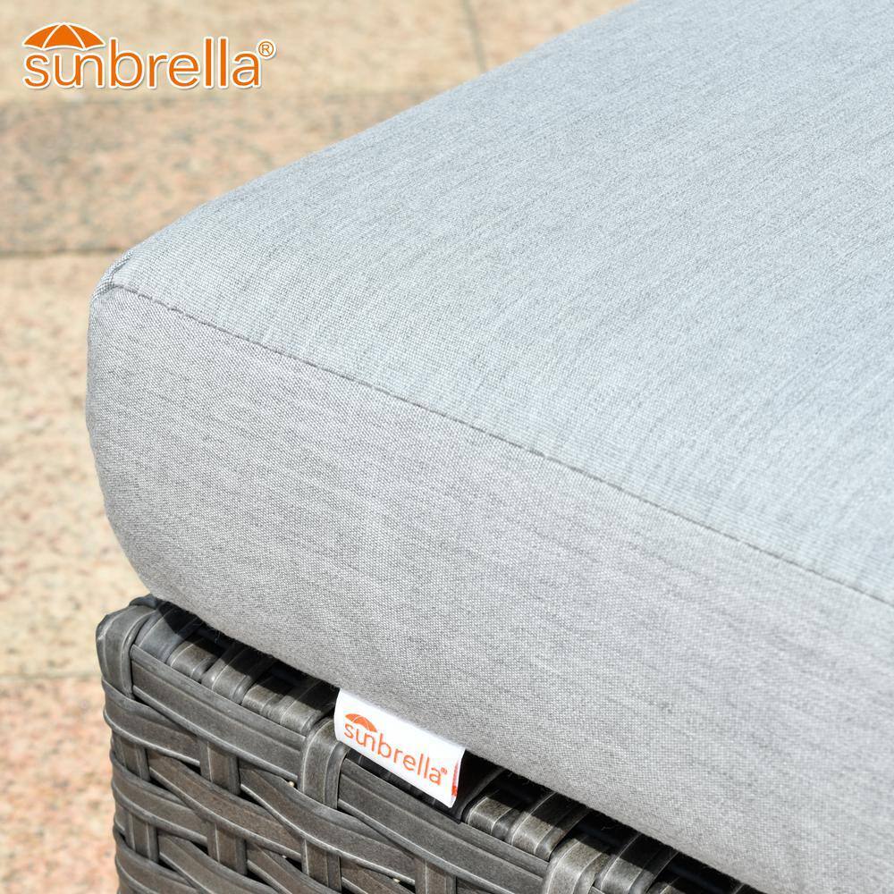 HOOOWOOO Lake Caddo Gray 9-Piece No Assembly Wicker Patio Conversation Sofa Set with a Coffee Table and Sunbrella Cushions