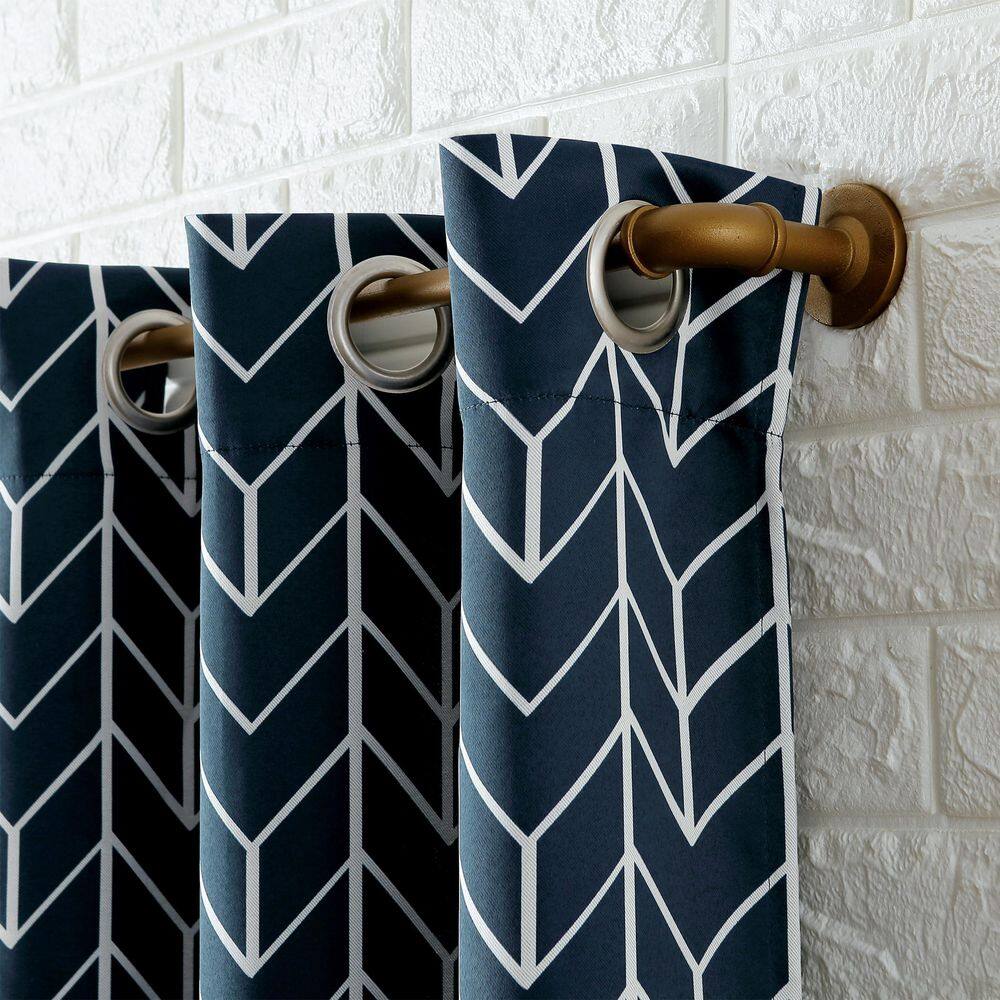 Sun Zero Kenwood Chevron  40 in. W x 95 in. L Blackout Grommet Curtain Panel in Navy