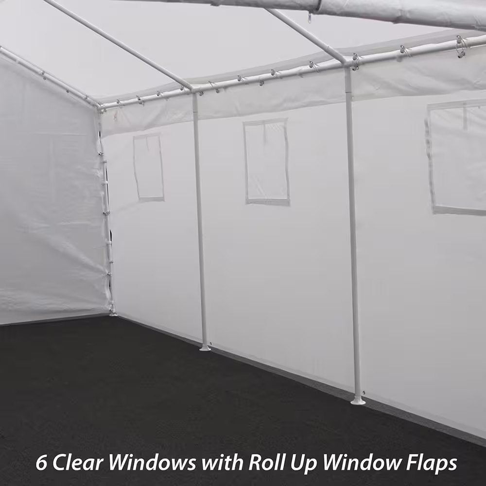 King Canopy King Canopy Universal Canopy with Enclosure Kit 10-Feet by 20-Feet, 1 3/8 Inch Steel Frame, 8-Leg, White, BJ2PC