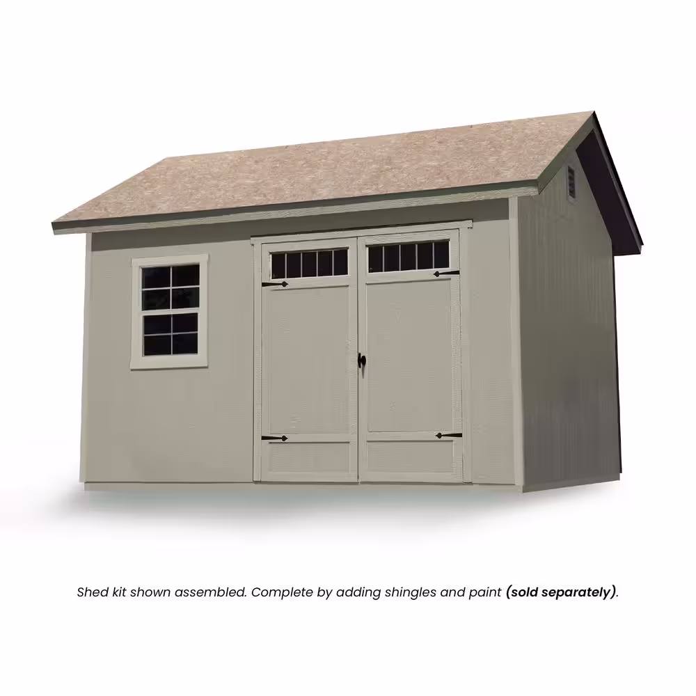 Handy Home Products Professionally Installed Beachwood 10 ft. W x 12 ft. D Backyard Wood Shed with Large Window- Gray Shingle (120 sq. ft.)