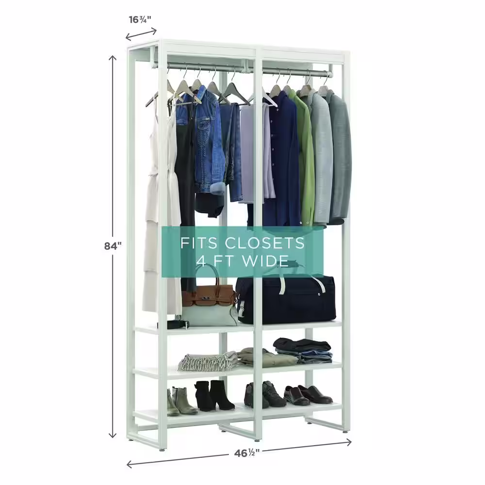 CLOSETS By LIBERTY 46.5 in. W White Adjustable Tower Wood Closet System with 8 Shelves