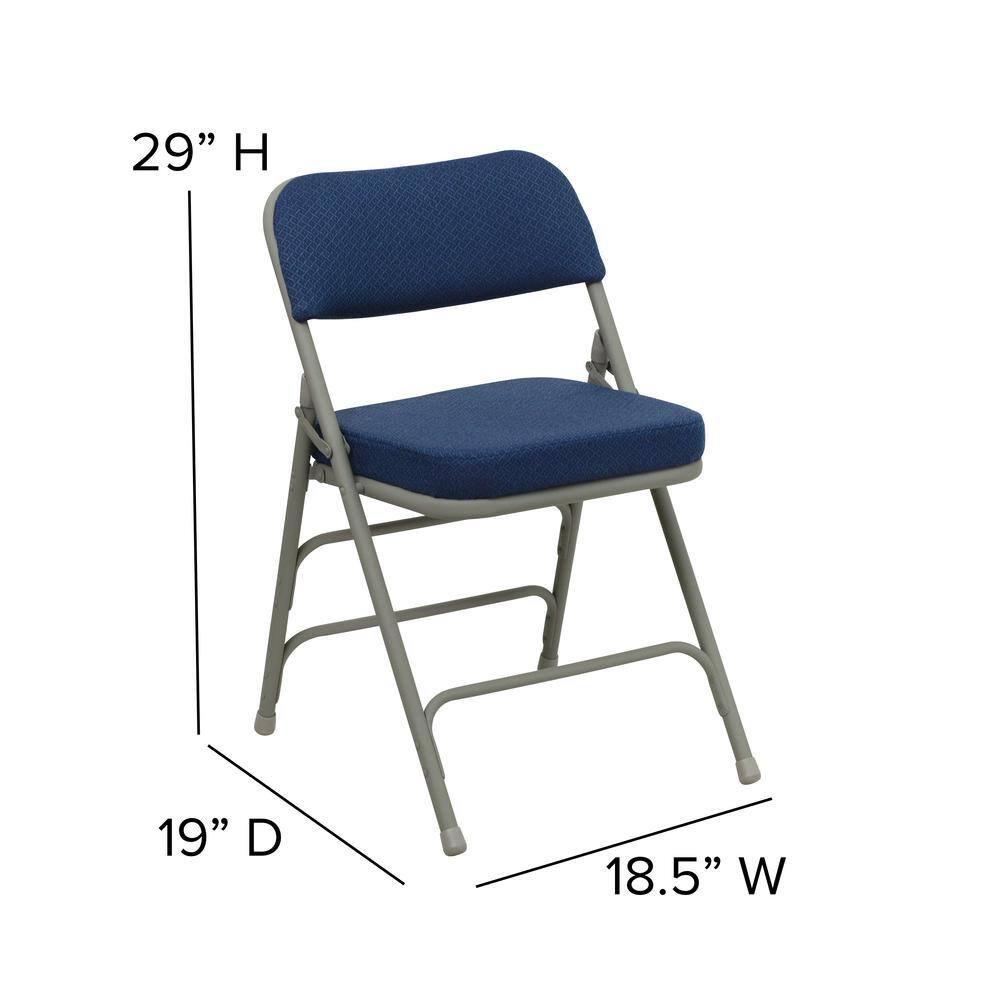 Carnegy Avenue Navy Fabric/Gray Frame Metal Folding Chair (2-Pack)