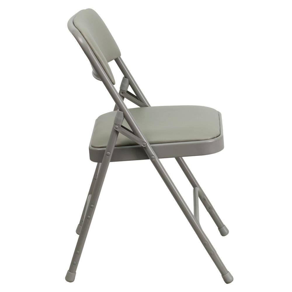 Flash Furniture Gray Vinyl/Gray Frame Metal Folding Chair (4-Pack)