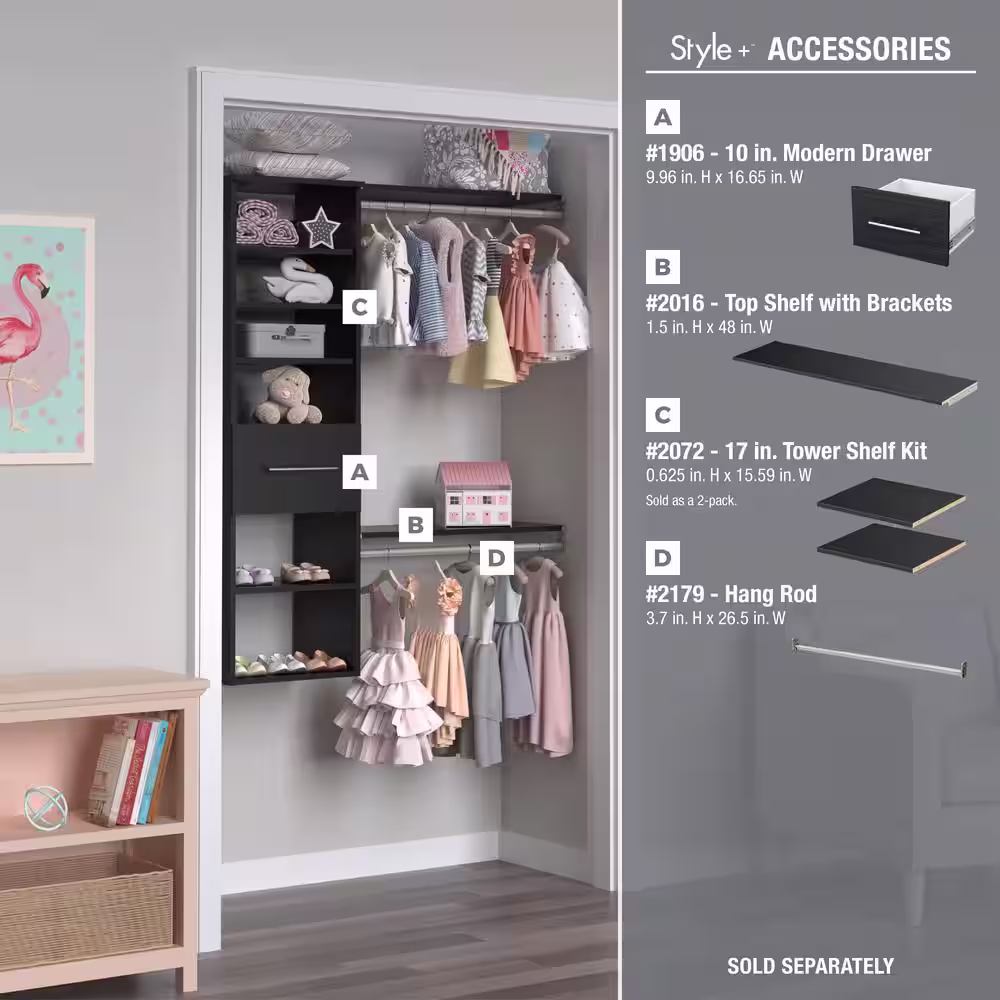 ClosetMaid Style+ 17 in. W Noir Hanging Wood Closet Tower