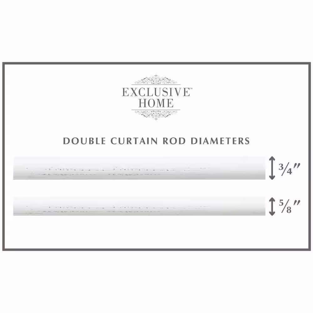 EXCLUSIVE HOME Topper Double 36 in. - 72 in. Adjustable 3/4 in. Double Curtain Rod Kit in Distressed White with Finial