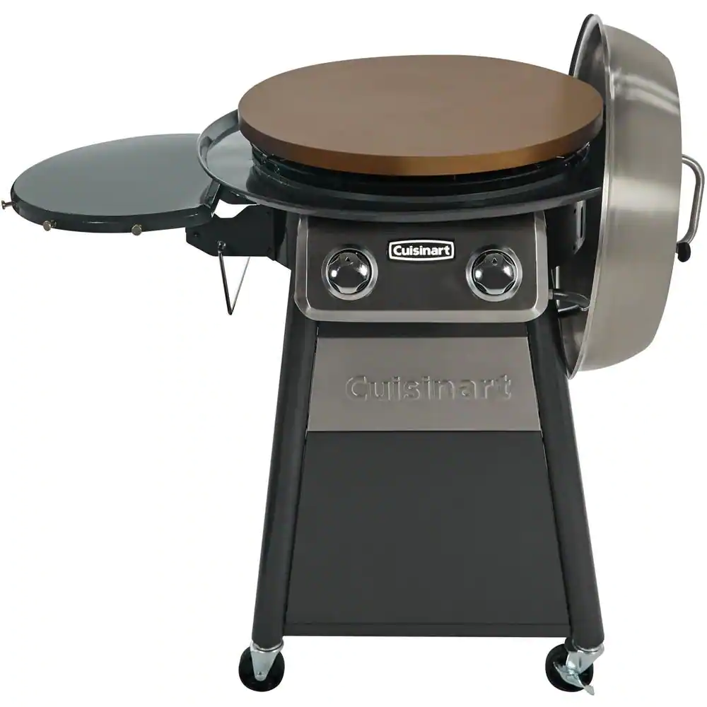 Cuisinart 2-Burner Propane Gas 360-Degree Griddle Cooking Center in Gray with Stainless Steel Lid