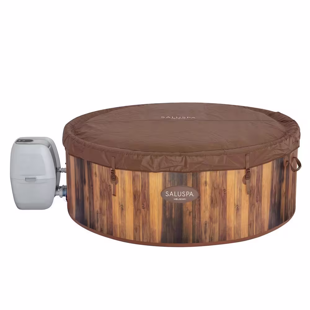 Bestway Helsinki SaluSpa 7-Person Inflatable Hot Tub Spa with 180 AirJets, Brown