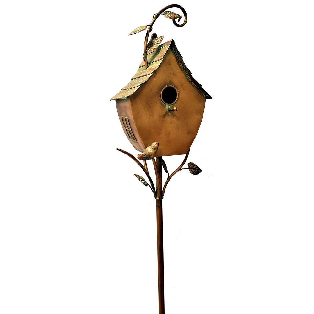 Zaer Ltd. International 69 in. Tall Antique Copper Saran Birdhouse Stake Sheila