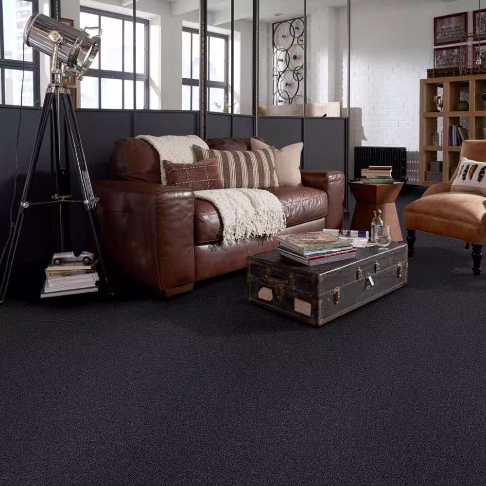 Home Decorators Collection Brave Soul II - Darkest Navy - Blue 44 oz. Polyester Texture Installed Carpet