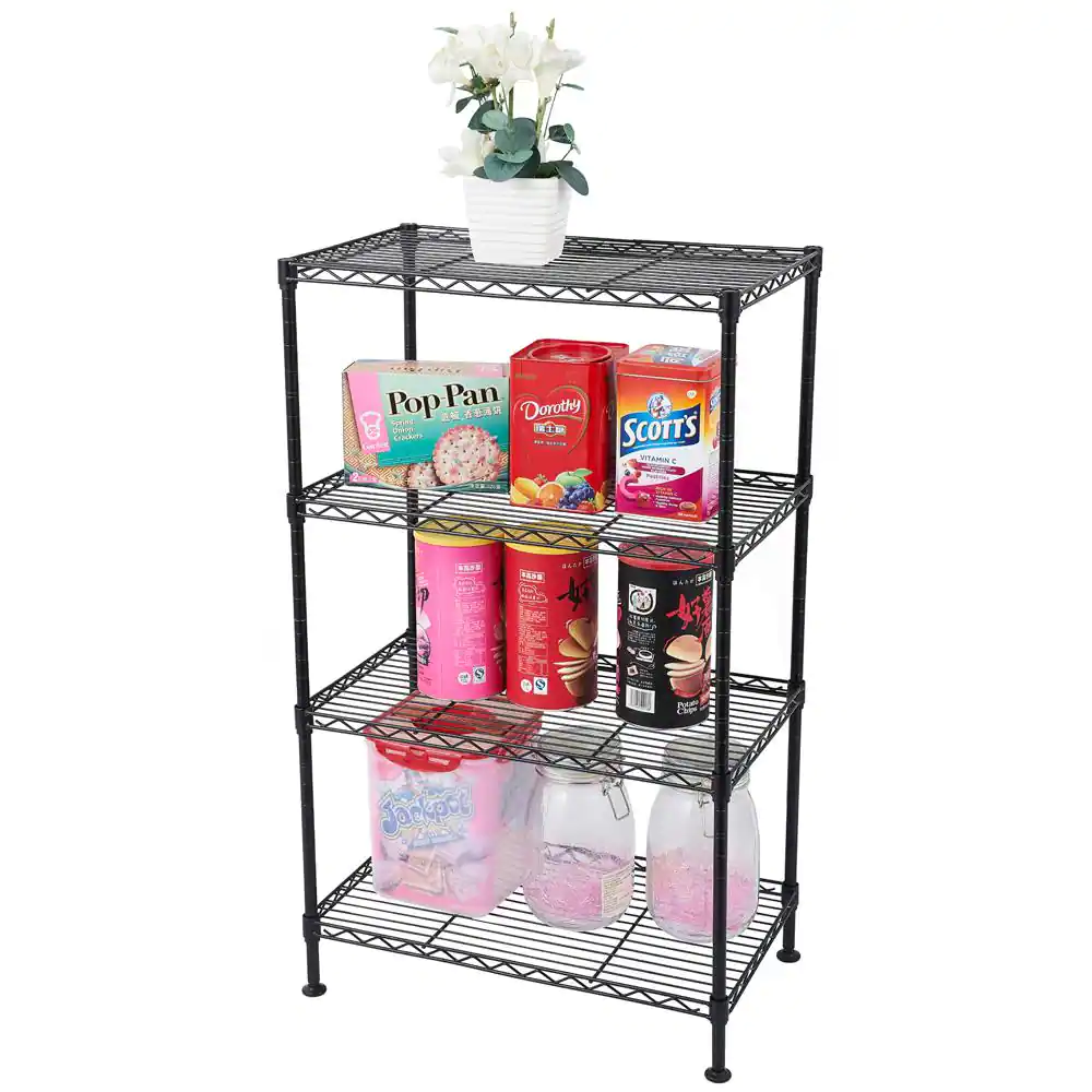 None 4-Tier Steel Freestanding Garage Storage Shelving Unit Black (19.69 in. W x 31.5 in. H x 11.81 in. D)