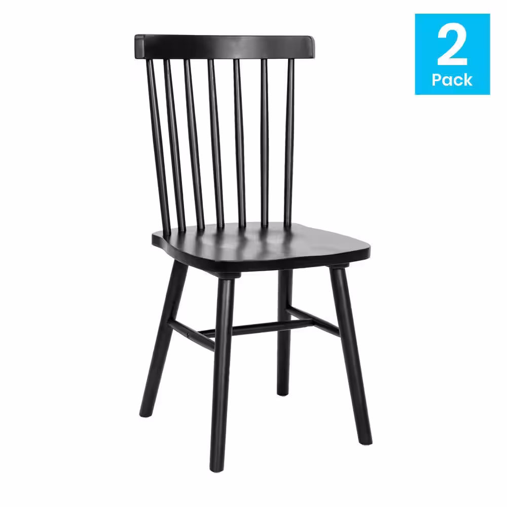 None Black Wood Dining Chair