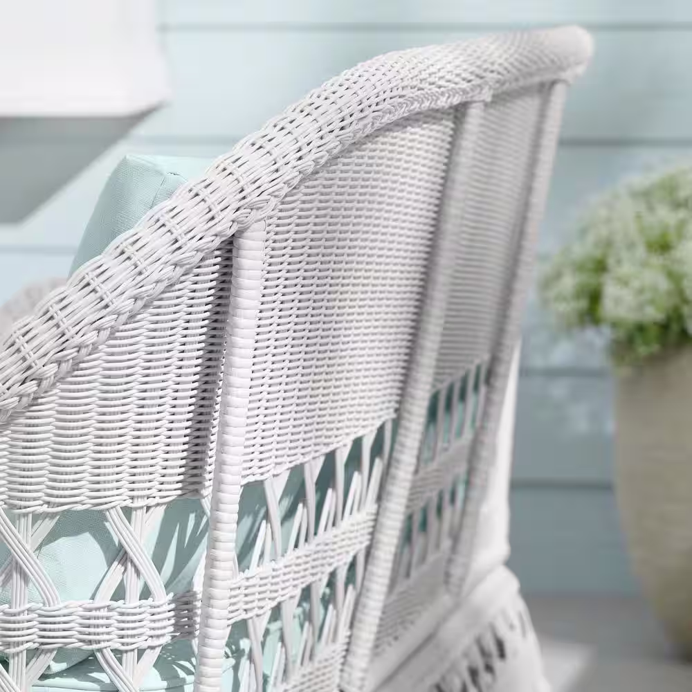 Hampton Bay Somersound 4-Piece Resin Wicker Patio Conversation Chat Set with CushionGuard Sea Breeze Cushions