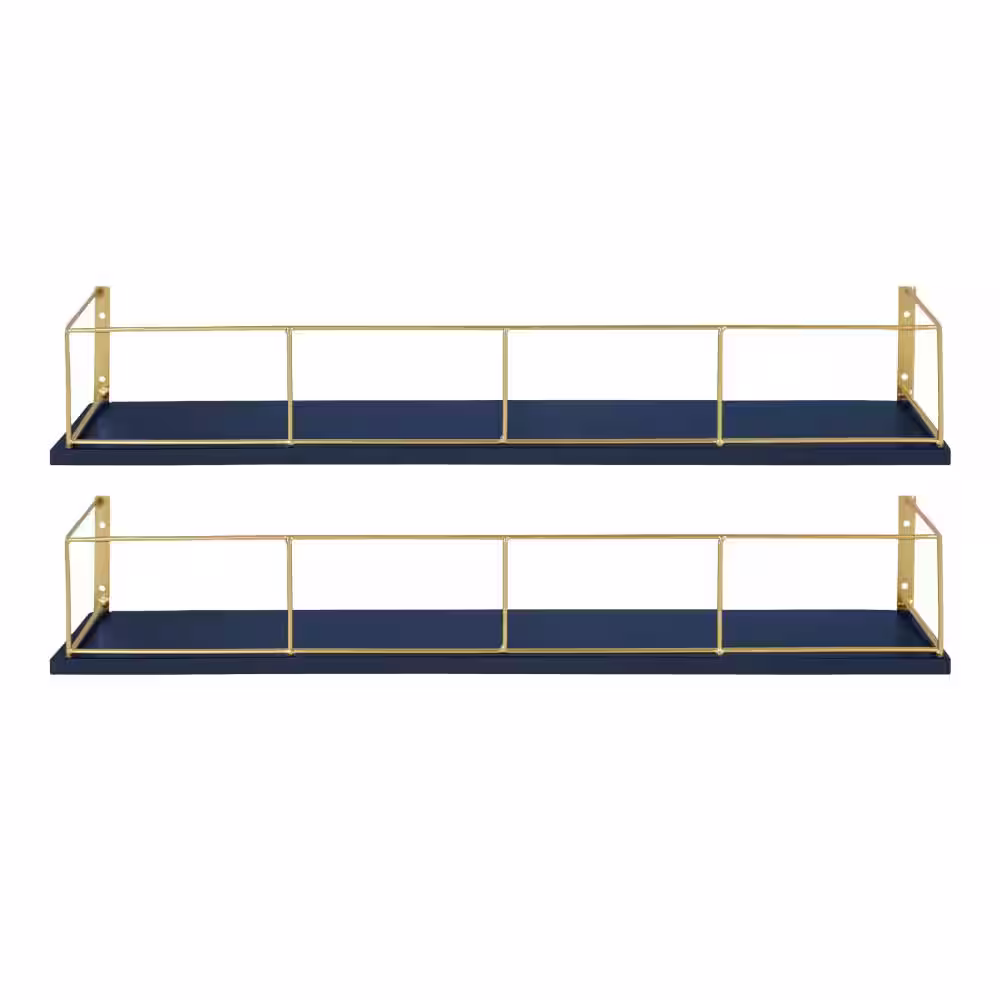 Kate and Laurel Benbrook 24 in. x 4 in. x 4 in. Navy Blue Decorative Wall Shelf