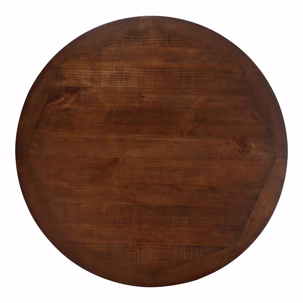 Furniture of America Wicks 54 in. Antique Light Blue and Dark Oak Wood Round Dining Table