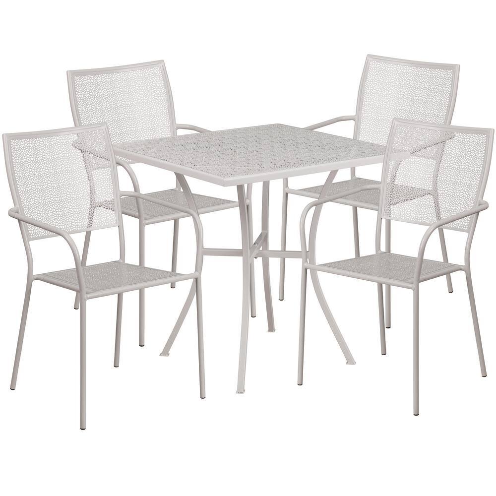 Carnegy Avenue Gray 5-Piece Metal Square Outdoor Bistro Set