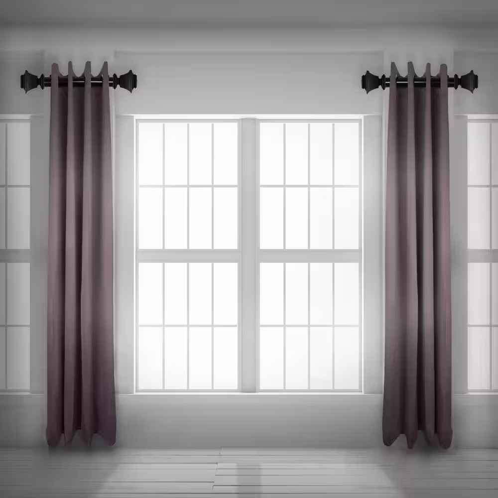 Rod Desyne Bach 1.5 inch Side Single Curtain Rod Adjustable 12-20 inch long (Set of 2) - Black