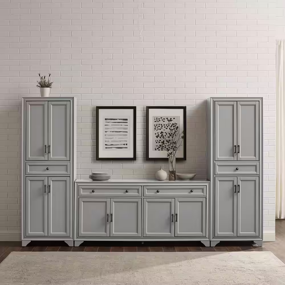 CROSLEY FURNITURE Tara Gray Sideboard Set with Pantries