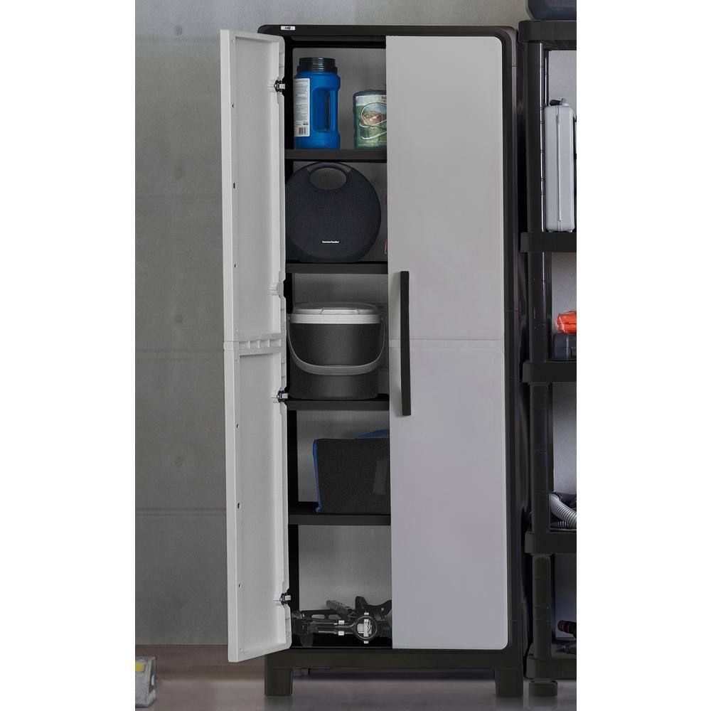 MQ ECO 126.7 in. W x 74.4 in. H x 18.1 in. D 1-Medium and 3-Large 15 Shelves Freestanding Cabinets in Black and Gray